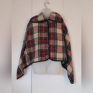Plaid flannel poncho